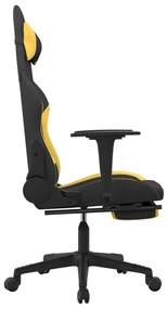 Καρέκλα Gaming Μαύρη/Κίτρινο Ύφασμα με Υποπόδιο - Μαύρο