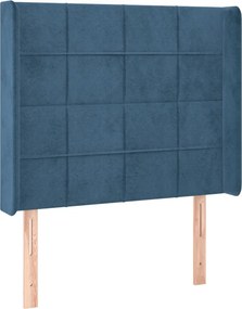 vidaXL Κρεβάτι Boxspring με Στρώμα &amp; LED Σκ. Μπλε 80x200 εκ. Βελούδινο