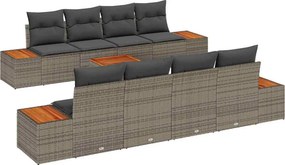 vidaXL Σετ Καναπέ Κήπου με μαξιλάρι 9 pcs Γκρι Πολυ ράταν