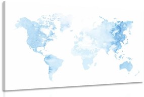 Εικόνα ακουαρέλα παγκόσμιου χάρτη σε γαλάζιο χρώμα - 120x80