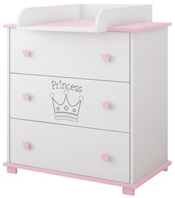 Συρταριέρα  με  Αλλαξιέρα   Crowns  White + Pink  83x48x87cm  BC20016  BabyCute