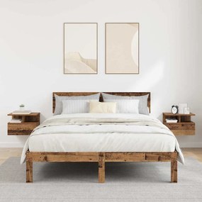 vidaXL Επιπλέοντα Κομοδίνα 2 τεμ Παλιό Ξύλο 40x31x27 εκ. Στερεό Ξύλο