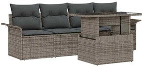 vidaXL Σετ Καναπέ Κήπου με μαξιλάρι 5 pcs Γκρι Πολυ Ρατάν