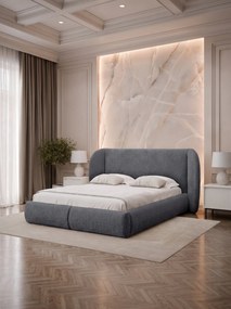 Επενδυμένο Κρεβάτι Jamika-Ανθρακί - Μπλε-140 x 200