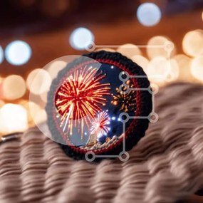Intra Συλλεκτικό Ξύλινο Παζλ Plywood  4mm - Fireworks Design Κοσμήματα σε ύφασμα με φώτα φόντου Σε Ξύλινο Κουτί - Διαστάσεις: 10x10 cm – 25 κομμάτια