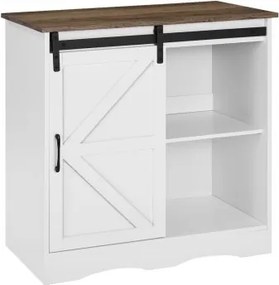 VEVOR Coffee Bar Cabinet 3-Tier Coffee Bar Table with Barn Doors Brown White