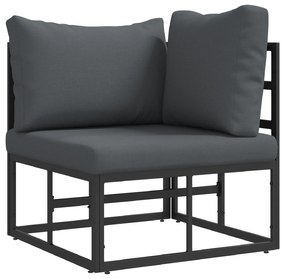vidaXL Σετ Καναπέ Κήπου 4 pcs Μαύρο 211.5 x 141.5 x 71 εκ Αλουμίνιο
