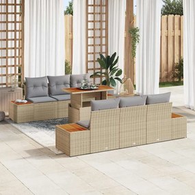 vidaXL Σέτ φαγητού για κήπο 7 pcs Μπεζ, Γκρι 100 x 55 x 73 εκ