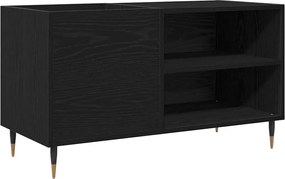 vidaXL Ντουλάπι δίσκων βινυλίου με ράφι Μαύρη Οξυά 85 x 38 x 48 εκ