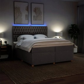vidaXL Κρεβάτι Boxspring με Στρώμα Taupe 200x200 εκ. Υφασμάτινο