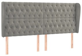 Κεφαλάρι με Πτερύγια Ανοιχτό Γκρι 183x23x118/128 εκ. Βελούδινο - Γκρι