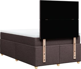 vidaXL Κρεβάτι Boxspring με Στρώμα Σκούρο Καφέ 120x200 εκ. Υφασμάτινο