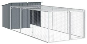 vidaXL Σπιτάκι Σκύλου με Αυλή Ανθρακί 153x396x110 εκ. Γαλβαν. Χάλυβας