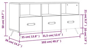 Έπιπλο Τηλεόρασης Καφέ Δρυς 102x36x50εκ. Επεξεργασμένο Ξύλο - Καφέ