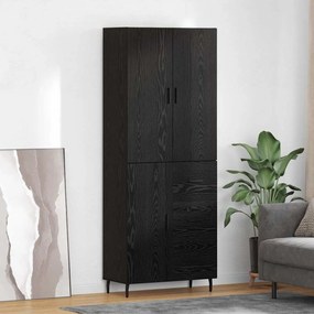 Highboard Μαύρη δρυς 69,5 x 34 x 180 εκ. Σύνθετο Ξύλο και Γυαλί