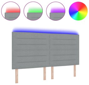 vidaXL LED Κεφαλάρι Σχεδιασμού Γραμμών Ανοιχτό Γκρι 90 εκ Ύφασμα