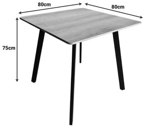 Τραπέζι Squaro sonoma mdf με μαύρα μεταλλικά πόδια 80x80x75εκ 80x80x75 εκ.