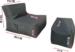 Stewehome πουφ αχλάδι και υποπόδιο 35x75x70 cm
