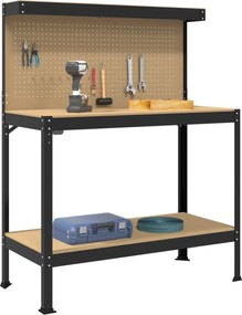 vidaXL Εργαστηριακός πάγκος με ράφι Μαύρο 114 x 54 x 145 εκ.
