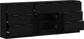 vidaXL Πλαϊνό γραφείο 3 τμχ. Μαύρη Οξυά 181 x 30 x 70 εκ.