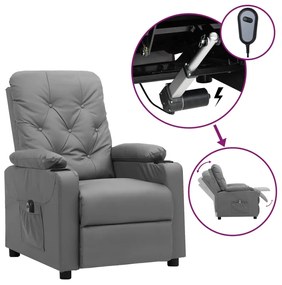vidaXL Πολυθρόνα Ηλεκτρική Ανακλινόμενη Γκρι από Συνθετικό Δέρμα