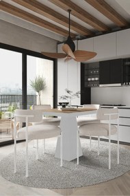 Stewehome Μίνιμαλ Σετ Τραπεζαρίας με Μπεζ Καρέκλες & Τραπέζι λευκό 90x90x74 cm