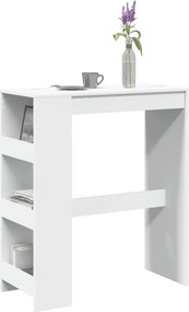 vidaXL Τραπέζι Μπαρ με Ράφια Λευκό 90x40x103,5 εκ. Επεξεργ. Ξύλο