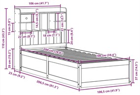 Σκελετός Κρεβατιού Χωρίς Στρώμα Λευκό 100x200 εκ. Μασίφ Πεύκο - Λευκό