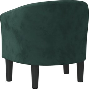 vidaXL Πολυθρόνα Μπάρελ Σκούρο Πράσινο Βελούδινη