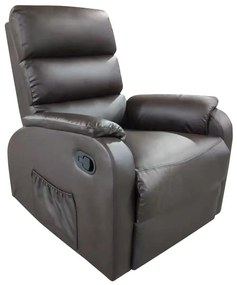 14340011 Πολυθρόνα Relax Με Μασάζ ΗΑΝΑ Καφέ PU 77x90x99cm Μέταλλο/PU/Ξύλο, 1 Τεμάχιο