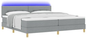vidaXL Κρεβάτι με Σπαστό Στηρίγμα και Στρώμα & LED Ανοιχτό Γκρι 200x200 εκ. Ύφασμα