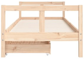 Πλαίσιο Παιδικού Κρεβατιού με Συρτάρια 80x200 εκ. Ξύλο Πεύκου - Καφέ