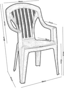 TROPEA Πολυθρόνα Τραπεζαρίας Κήπου - Βεράντας Στοιβαζόμενη, PP Απόχρωση Ανθρακί   1τμχ