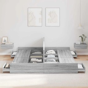 vidaXL Κρεβάτι με αποθηκευτικό χώρο Γκρι sonoma 180 x 200 cm