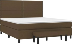 vidaXL Κρεβάτι Boxspring με Στρώμα Σκούρο Καφέ 180x200 εκ Υφασμάτινο
