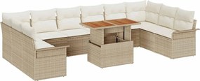 vidaXL Σετ Καναπέ Κήπου με αποθήκευση 11 pcs Μπεζ Πολυ ράταν
