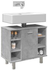 vidaXL Ντουλάπι Νιπτήρα Γκρι Σκυροδέματος 60x32x53,5 εκ. Επεξ. Ξύλο