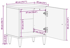 Κομοδίνα 2 τεμ. 40 x 33 x 46 εκ. από Μασίφ Ξύλο Μάνγκο - Καφέ