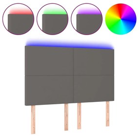 Κεφαλάρι Κρεβατιού LED Γκρι 144x5x118/128 εκ - Γκρι