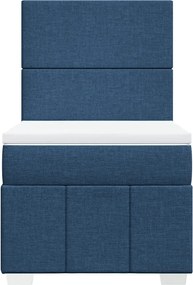 vidaXL Κρεβάτι Boxspring με Στρώμα Μπλε 90x200 εκ.Υφασμάτινο