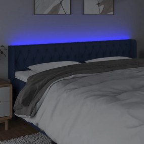 vidaXL Κεφαλάρι Κρεβατιού LED Μπλε 203x16x78/88 εκ. Υφασμάτινο