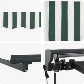 vidaXL Ηλεκτρικό Αναδιπλούμενο Σκίαστρο Πράσινο και Λευκό 4 x 2 m