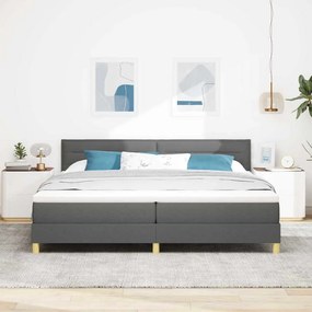 vidaXL LED Κρεβάτι με βάθρο Σκούρο Γκρι 200 x 200 cm ύφασμα