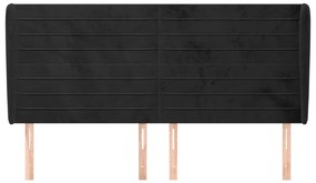 vidaXL Κεφαλάρι με Πτερύγια Μαύρο 203x23x118/128 εκ. Βελούδινο