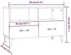 Έπιπλο Τηλεόρασης Γκρι Sonoma 80x36x50 εκ. από Επεξεργ. Ξύλο - Γκρι