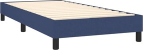 vidaXL Κρεβάτι Boxspring με Στρώμα Μπλε 90x190 εκ.Υφασμάτινο