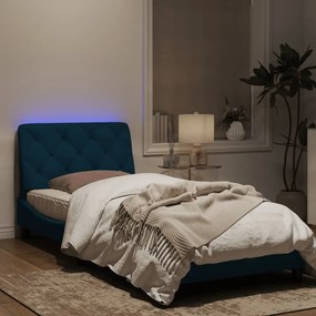 vidaXL Πλαίσιο Κρεβατιού με LED Μπλε 90x200 εκ. Βελούδινο