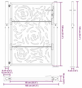 Πύλη κήπου Μαύρη 105x130 cm Ατσάλινη φλόγα σχεδιασμού - Μαύρο