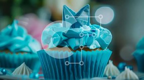 Intra Συλλεκτικό Ξύλινο Παζλ Plywood  4mm - Λαχταριστό cupcake με μπλε γλάσο Σε Ξύλινο Κουτί - Διαστάσεις: 10x10 cm – 25 κομμάτια