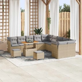vidaXL Σετ Καναπέ Κήπου 13 pcs Μπεζ συνθετικό ρατάν